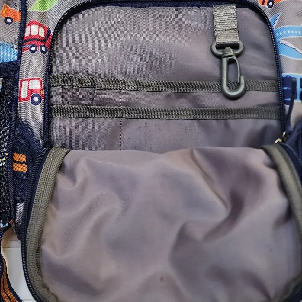 Pottery Barn Kids Mackenzie Gray & Navy Transportation Vehicle Backpack Small
